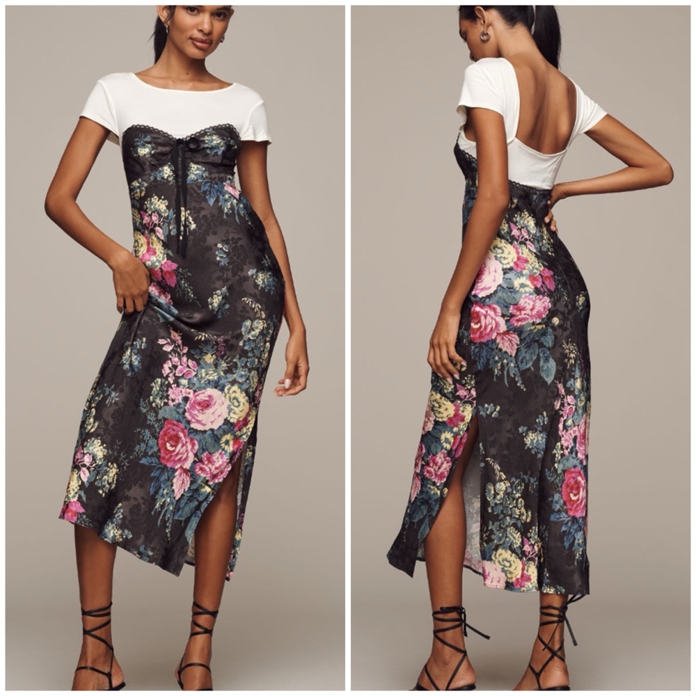 NWT Twofer midi slip dress